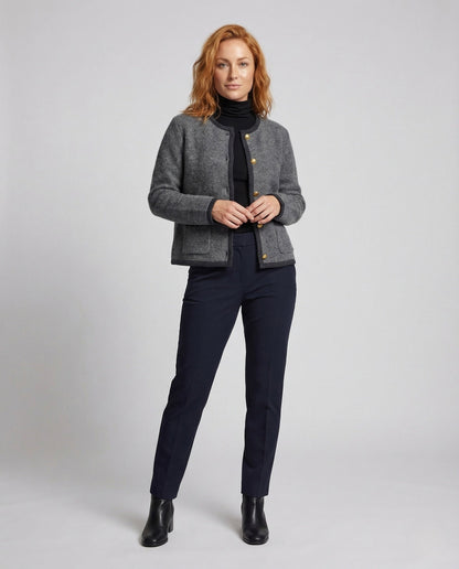 Damen Kurzjacke Mohair Zierknöpfe - Eveloria
