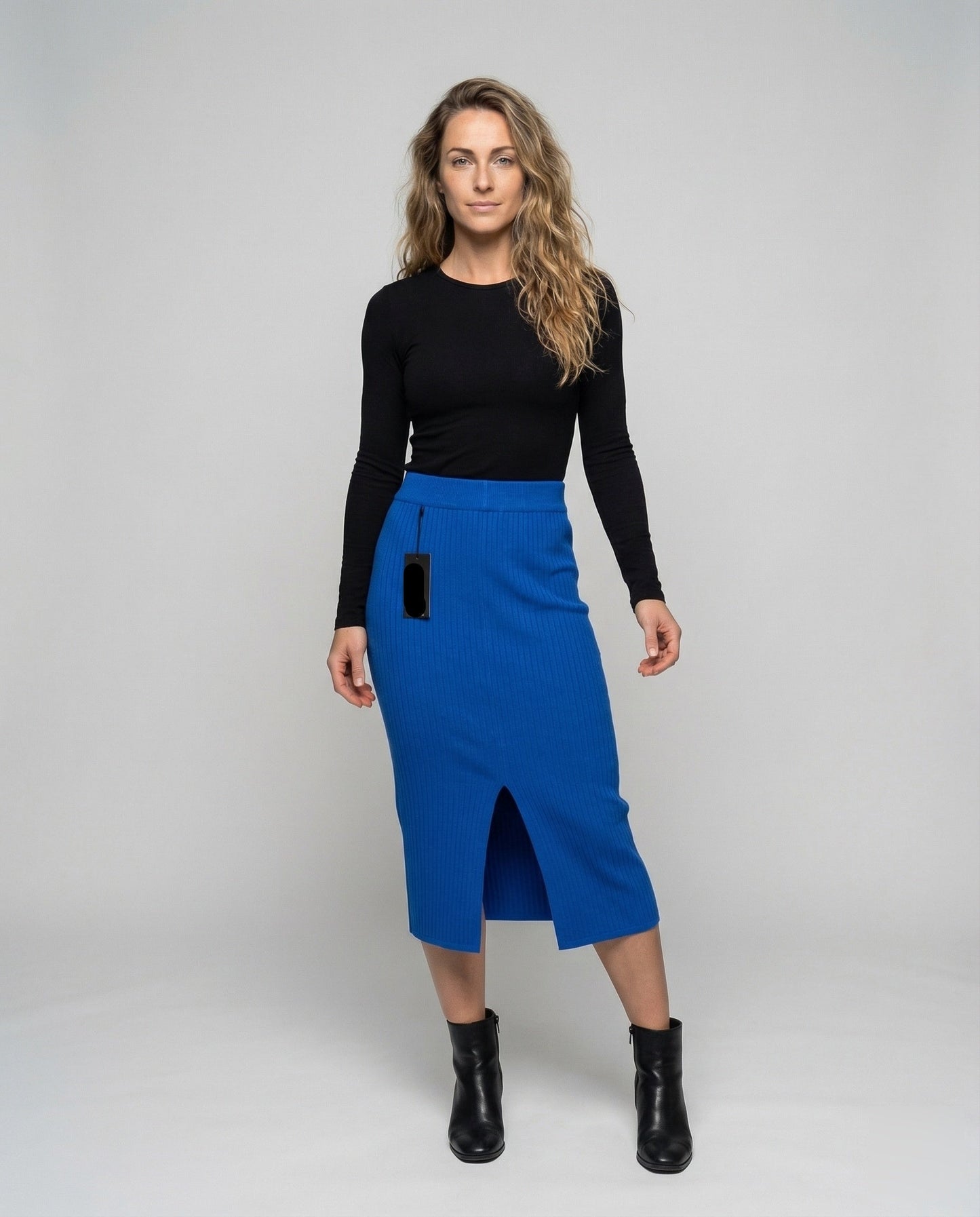 Damen Midirock Feinstrick mit Schlitz - Eveloria