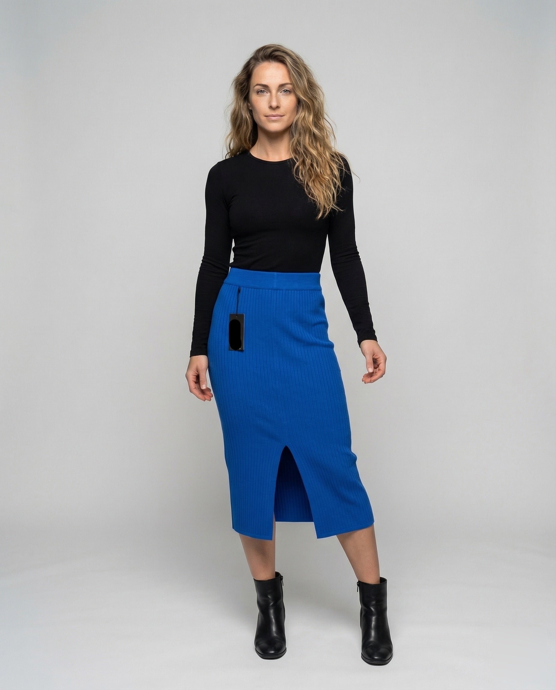 Damen Midirock Feinstrick mit Schlitz - Eveloria