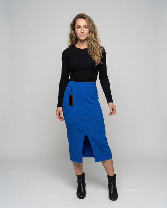 Damen Midirock Feinstrick mit Schlitz - Eveloria