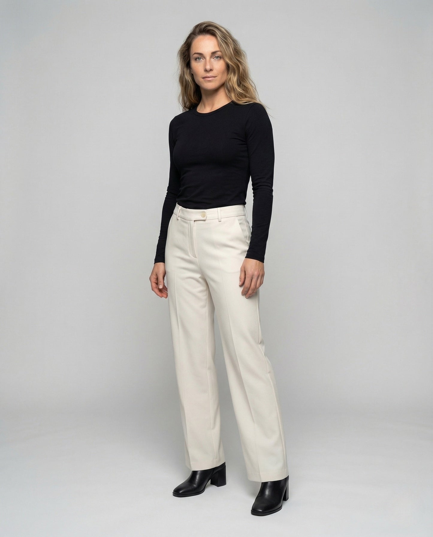Damen Palazzo Hose Baumwolle Bügelfalte Schwarz - Eveloria
