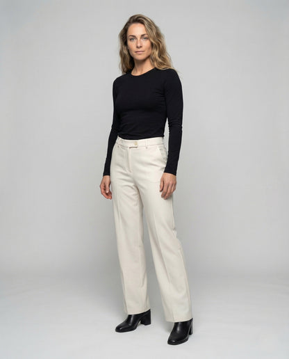Damen Palazzo Hose Baumwolle Bügelfalte Schwarz - Eveloria