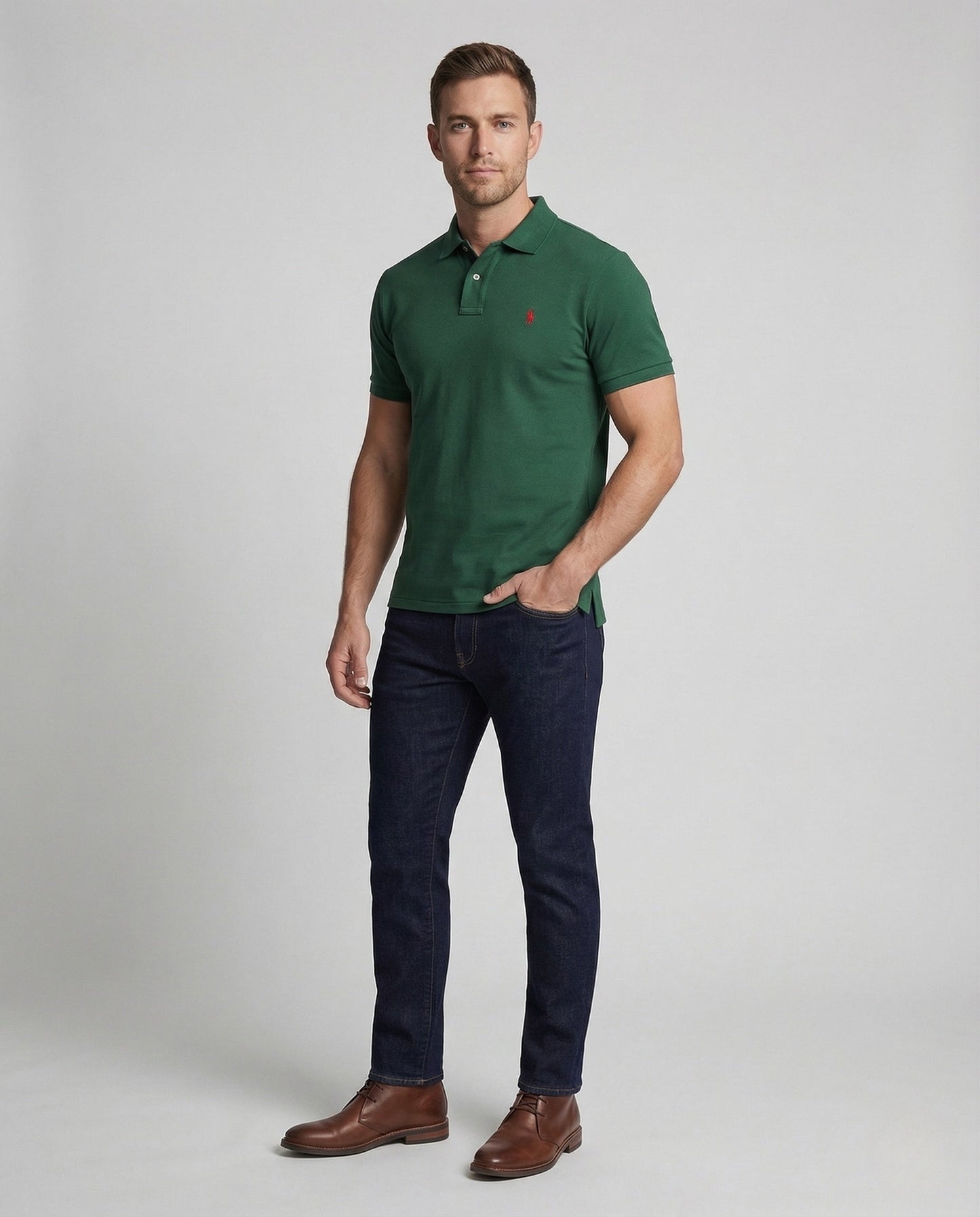 Herren Piqué Poloshirt Kurzarm Weiss - Eveloria