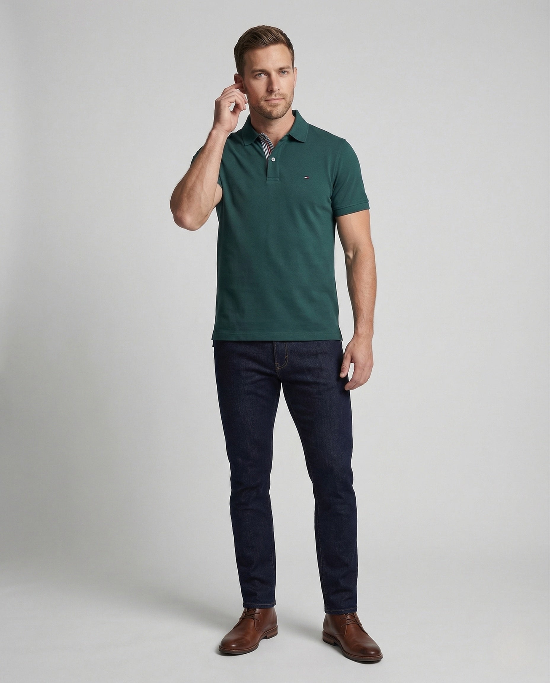 Herren Poloshirt Baumwolle Nackenpaspel - Eveloria