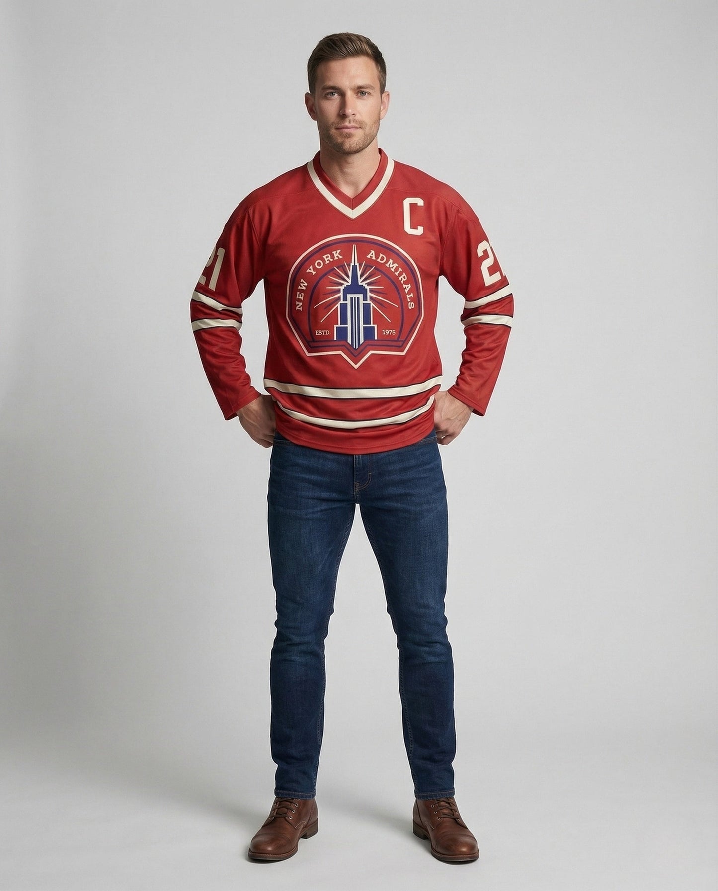 Herren Eishockeytrikot Retro Gestickt Emblem - Eveloria