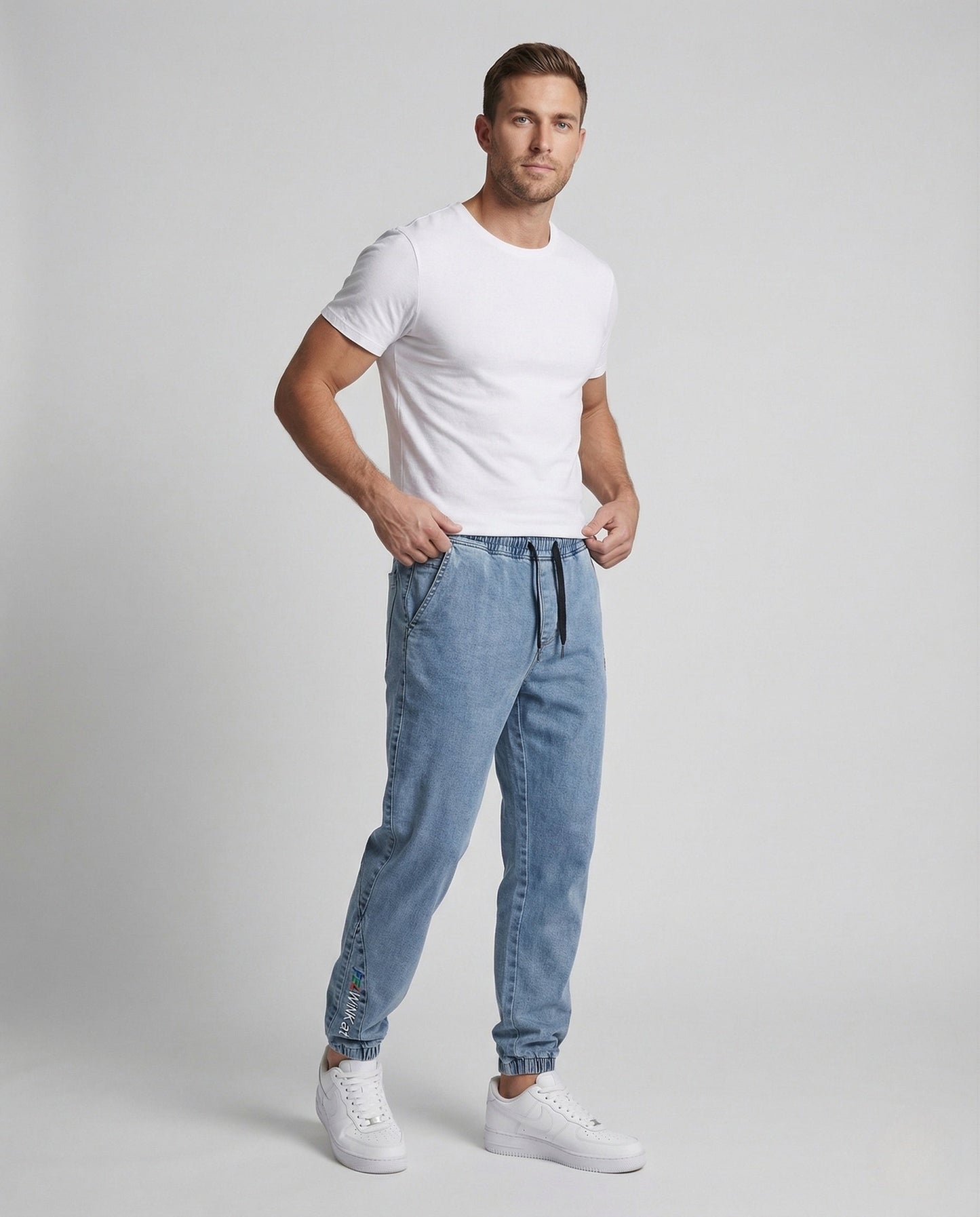 Herren Jeans Jogger Tunnelzugbund Schwarz - Eveloria