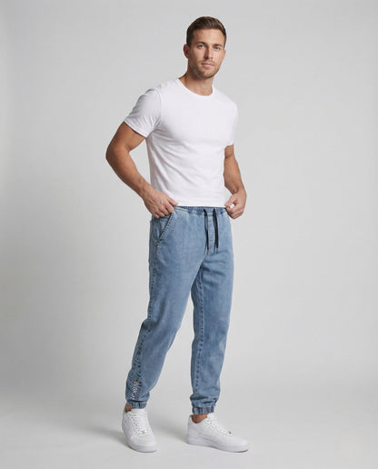 Herren Jeans Jogger Tunnelzugbund Schwarz - Eveloria