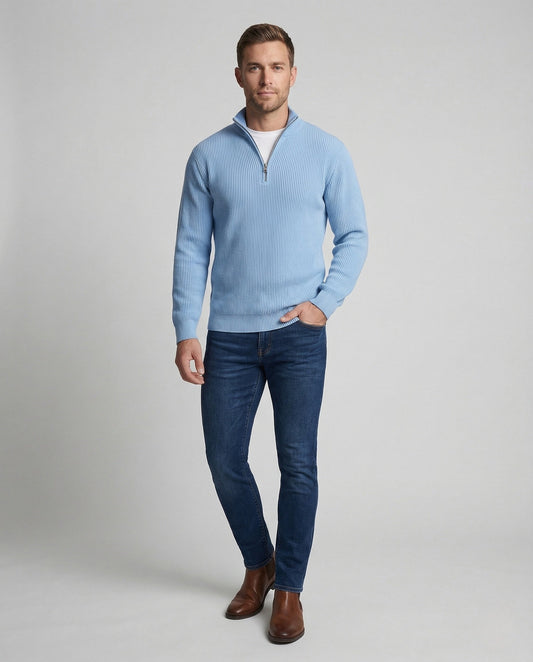 Herren Strickpullover Gerippt Reißverschluss - Eveloria