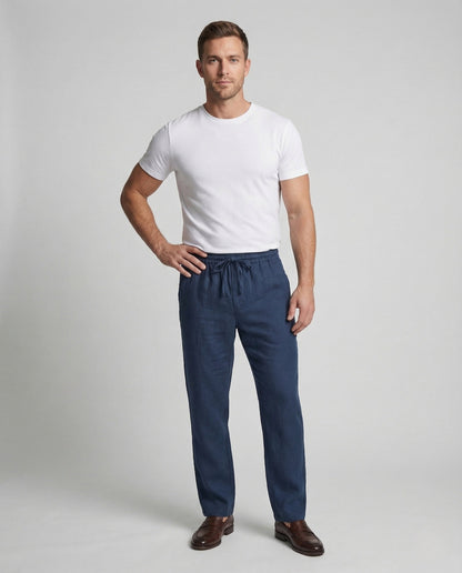 Herren Leinenhose Weit Bein Sommerhose Tunnelzug - Eveloria