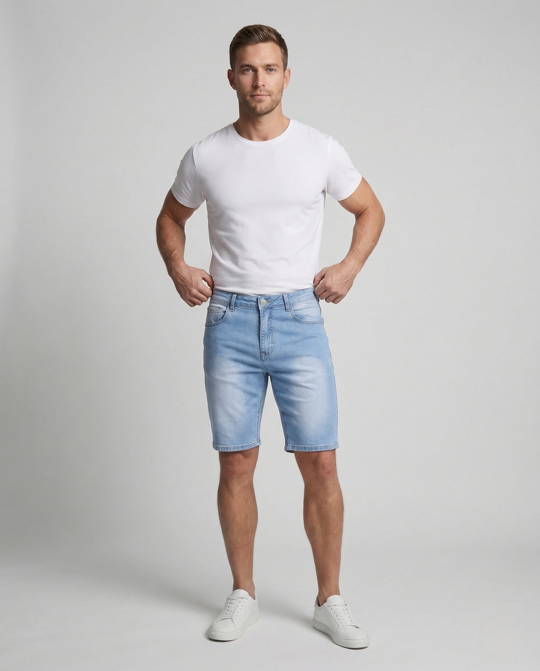 Herren Slim Fit Bermuda Jeans Stretch - Eveloria