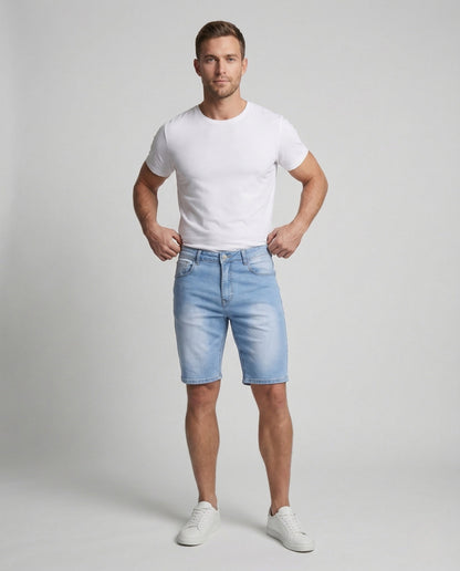 Herren Slim Fit Bermuda Jeans Stretch - Eveloria