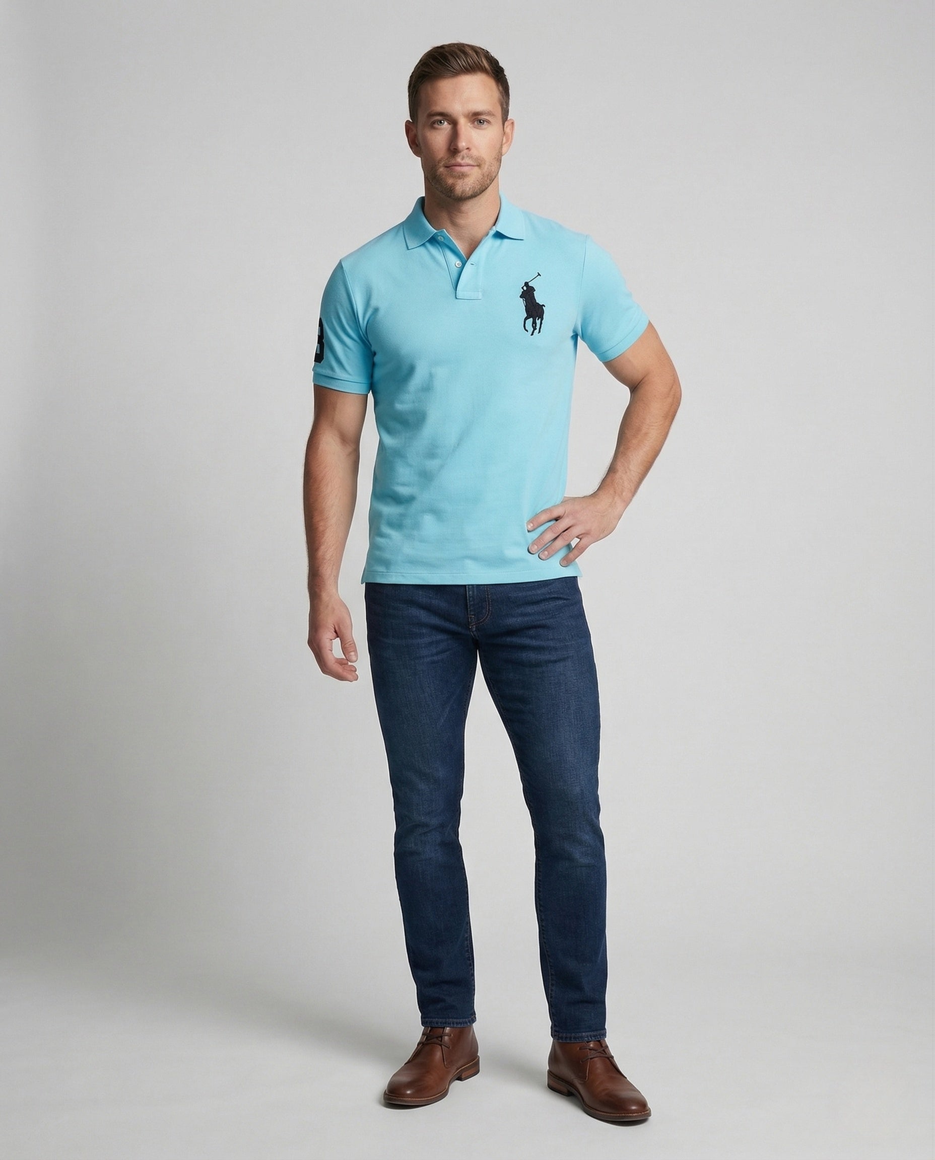 Herren Slim Fit Poloshirt mit Stickerei - Eveloria
