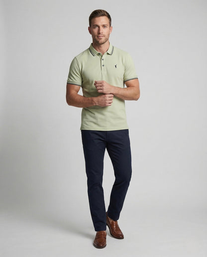 Herren Poloshirt Piqué Kontrastkragen - Eveloria