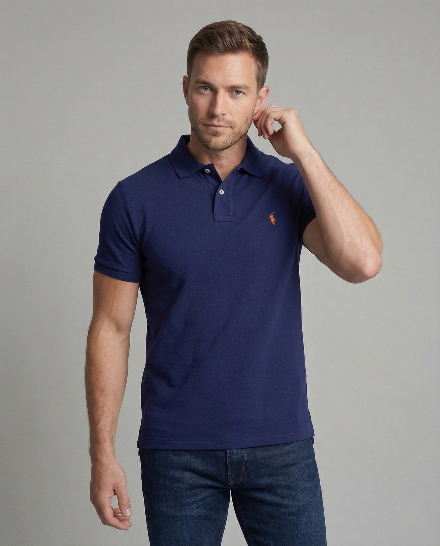 Herren Piqué Poloshirt Verdeckte Knopfleiste Mesh Beige - Eveloria