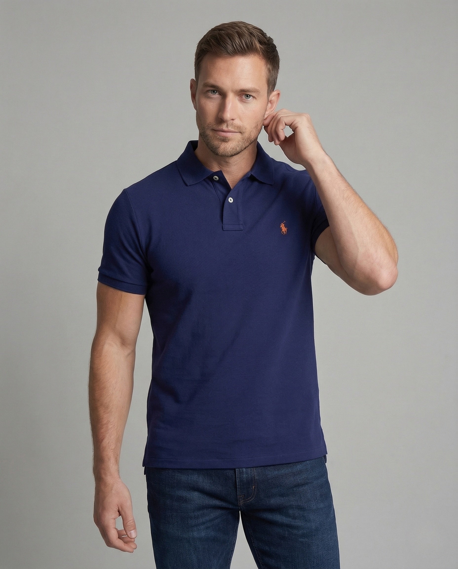 Herren Piqué Poloshirt Verdeckte Knopfleiste Mesh Beige - Eveloria