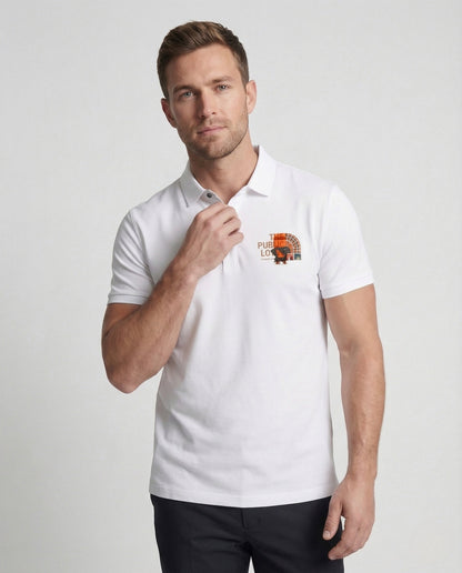 Herren Poloshirt Boxy Fit Rückenprint - Eveloria