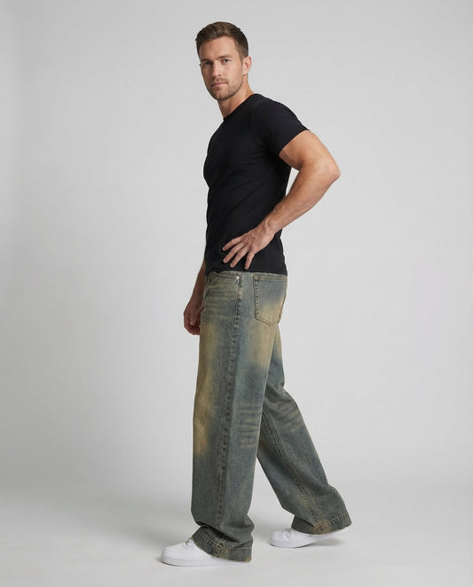 Unisex Denimhose Extraweit Used-Waschung - Eveloria