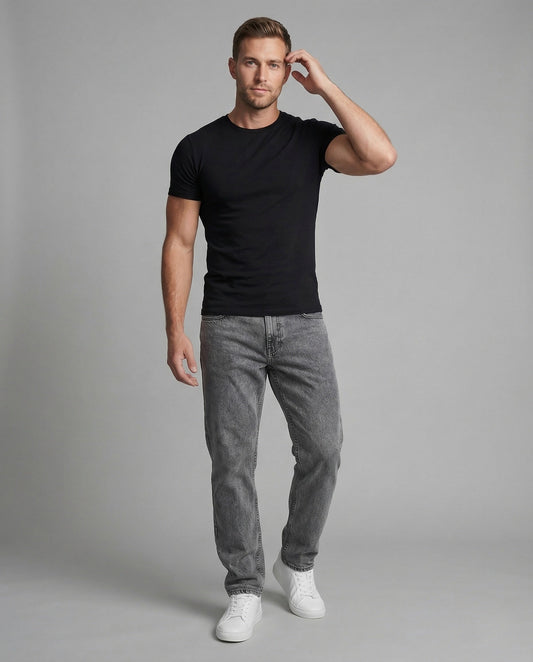 Herren Vintage Jeans Weite Bein Tiefes Bein Schwarz - Eveloria