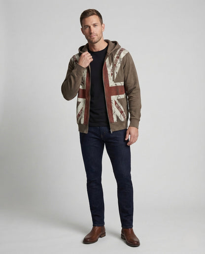 Unisex Vintage Hoodie Zipjacke Flaggenprint - Eveloria