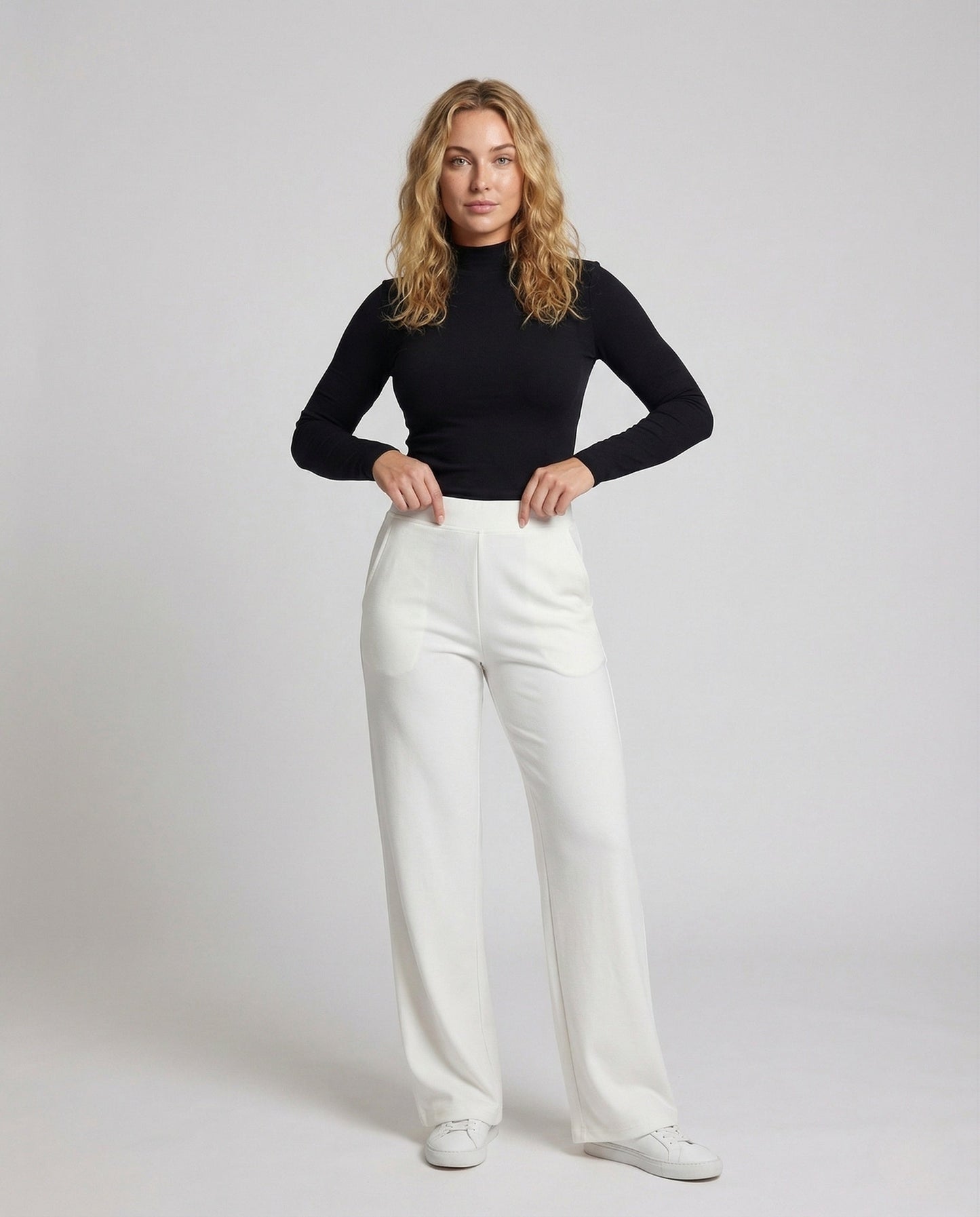 Damen Cordhose High Waist Gerippt Weites Bein - Eveloria