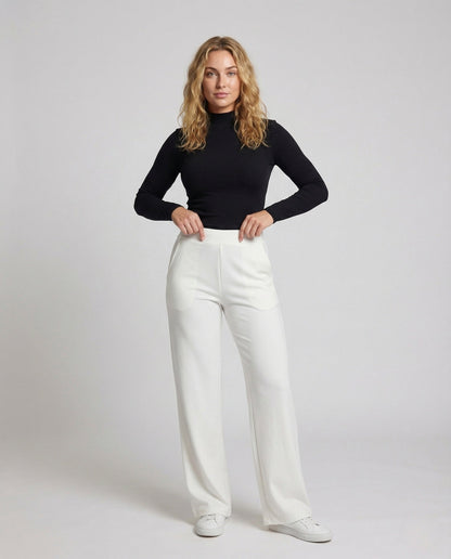 Damen Cordhose High Waist Gerippt Weites Bein - Eveloria