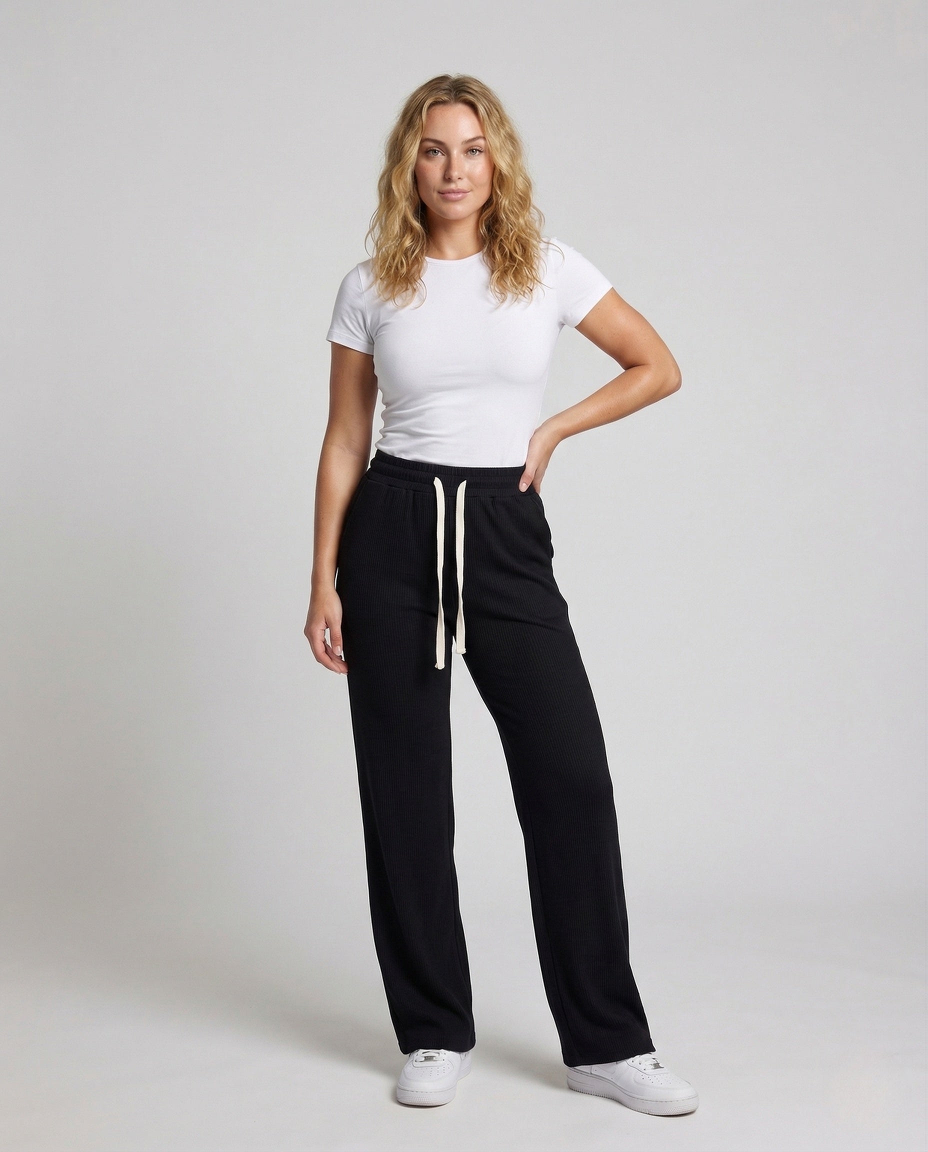 Damen Thermo Jogginghose Teddyfutter Elastisch Schwarz - Eveloria