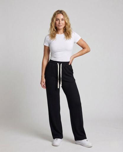 Damen Thermo Jogginghose Teddyfutter Elastisch Schwarz - Eveloria