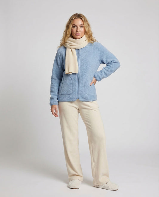 Damen Fleecejacke Teddy Reißverschluss Stehkragen mit Taschen - Eveloria