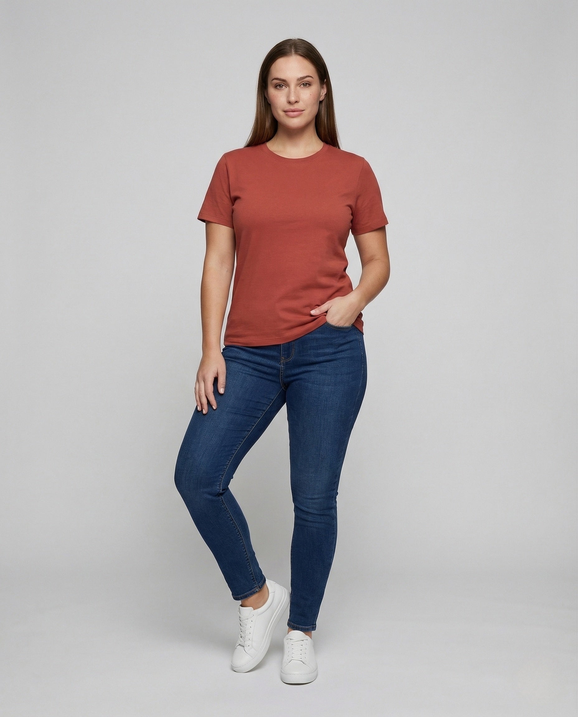 Damen Baumwollshirt Rundhals Weiches Jersey Qualität - Eveloria