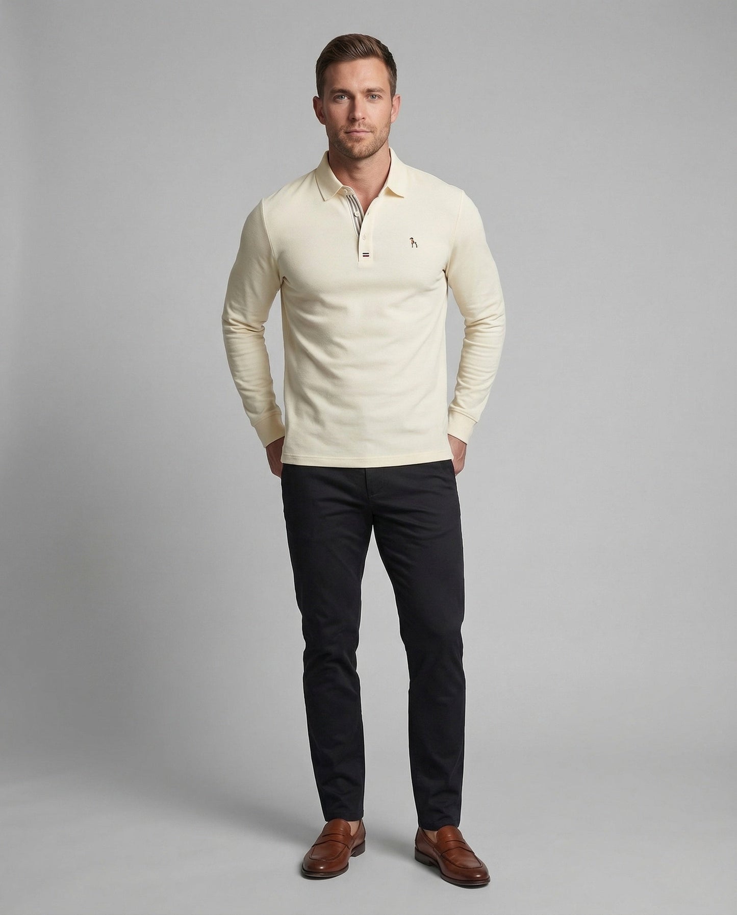 Herren Langarm Poloshirt Piqué Hemdkragen Sticklogo wird zu:
Herren - Eveloria