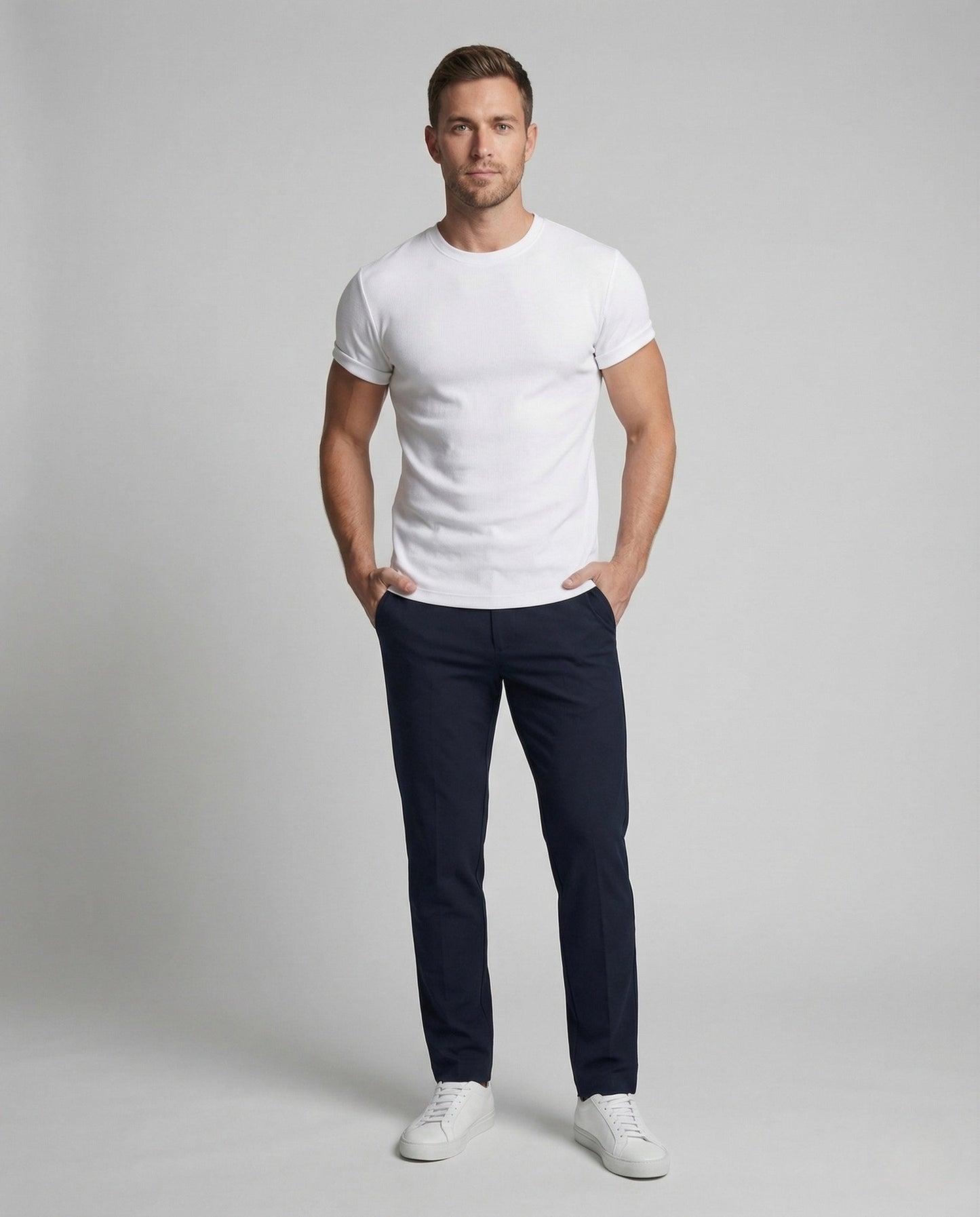 Herren Sportshirt Figurbetont Rundhals Stretch Baumwollmix → Herren - Eveloria