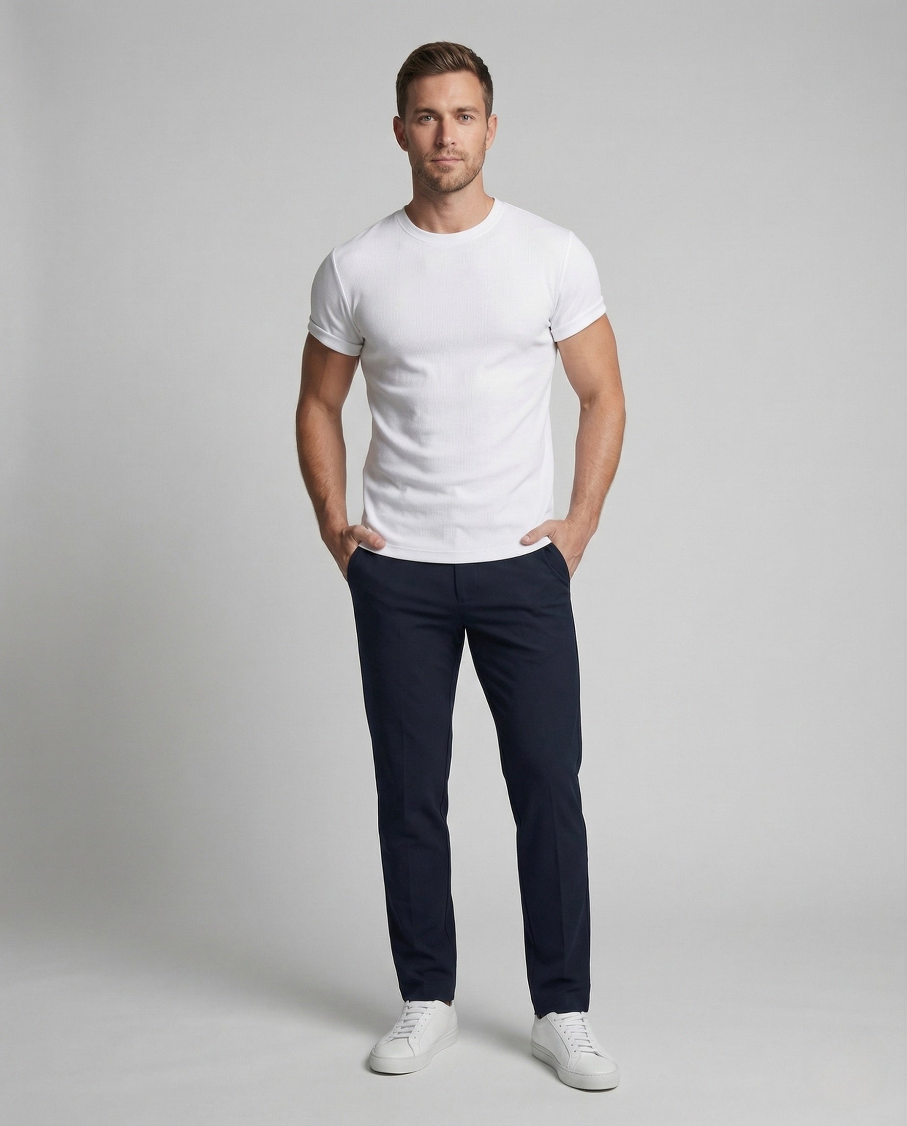 Herren Sportshirt Figurbetont Rundhals Stretch Baumwollmix → Herren - Eveloria