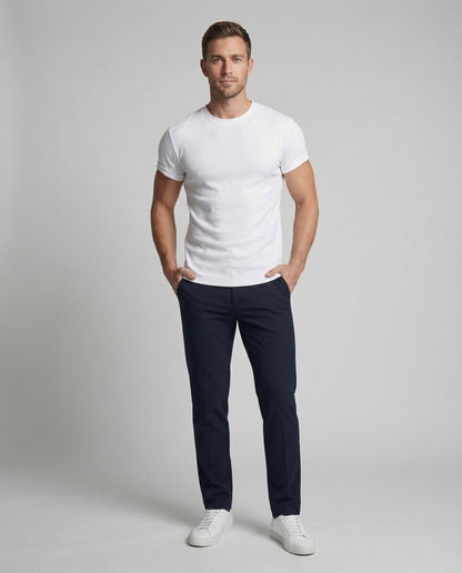 Herren Sportshirt Figurbetont Rundhals Stretch Baumwollmix → Herren - Eveloria