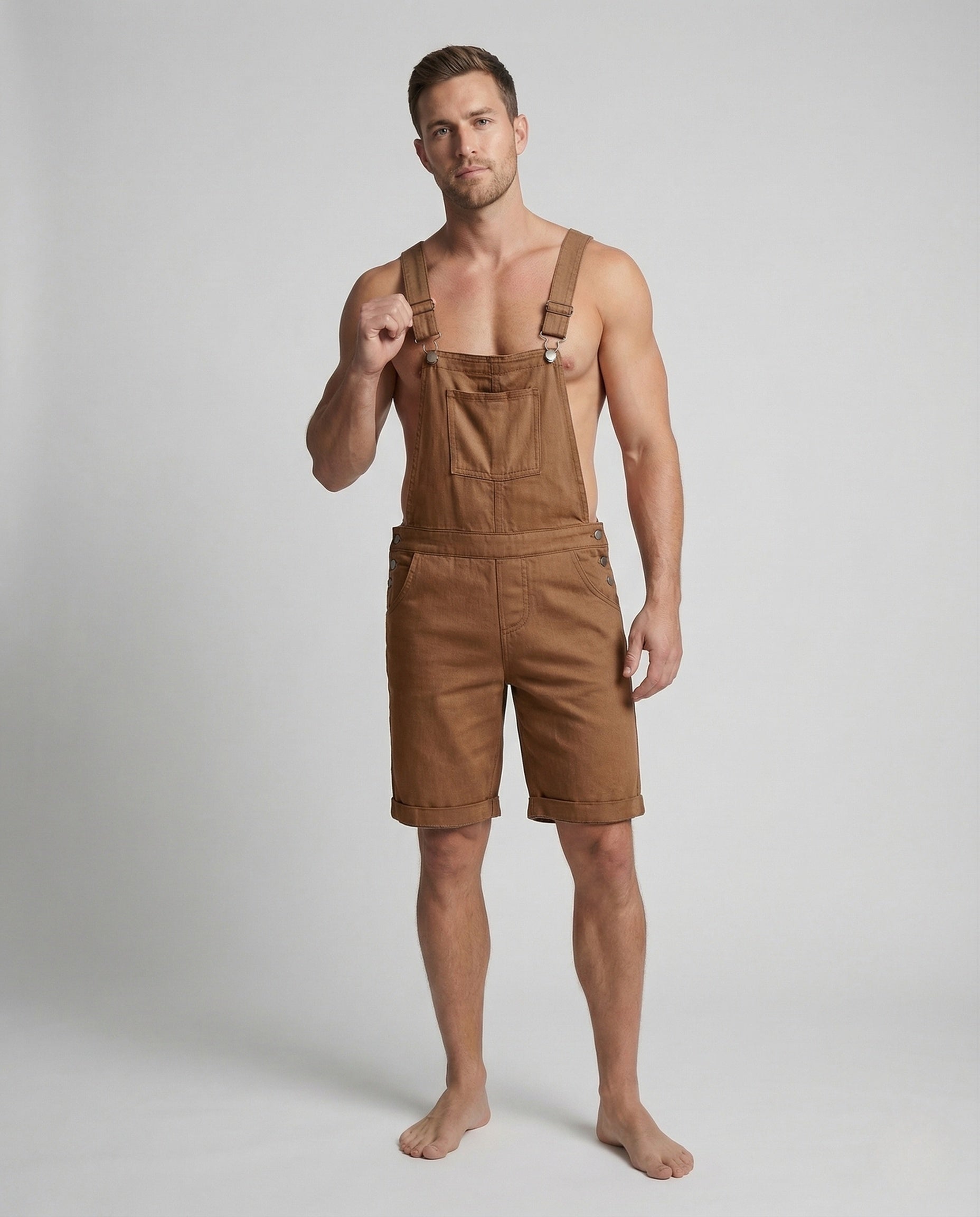 Herren Latzshorts Baumwollmix Verstellbare Träger - Eveloria