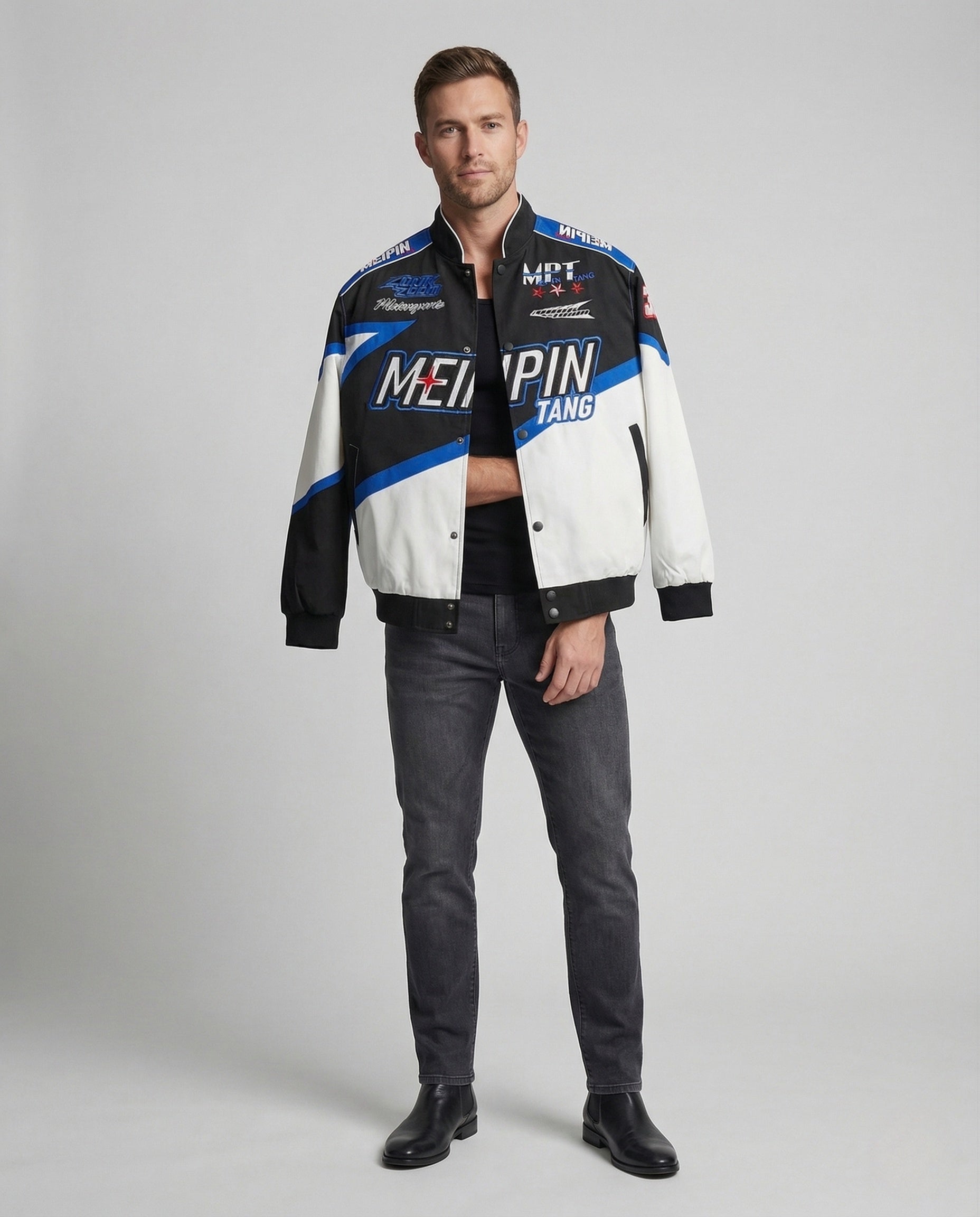 Herren Collegejacke Logoprint Retro Racing - Eveloria