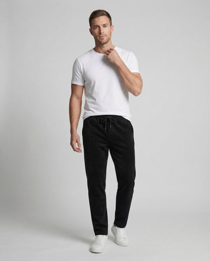 Herren Thermo Cordhose Fleece Elastisch Schwarz - Eveloria