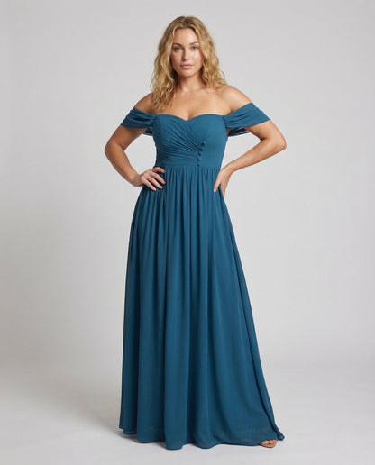 Damen Maxikleid Schulterfrei Herzförmiger Ausschnitt - Eveloria