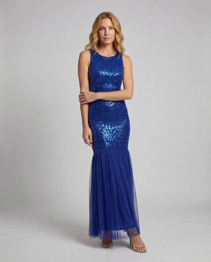Damen Abendkleid Pailletten Tüllrock Meerjungfrauen-Style - Eveloria
