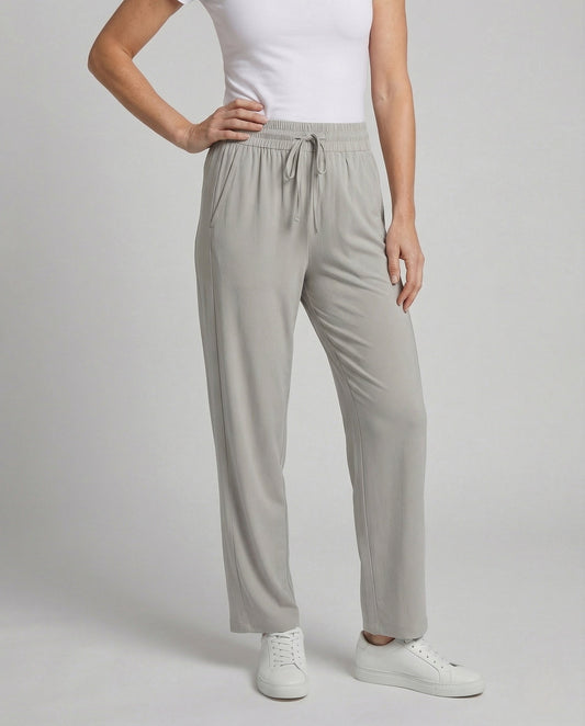 Damen Freizeithose Gerade Elastisch Kordelzug Schwarz - Eveloria