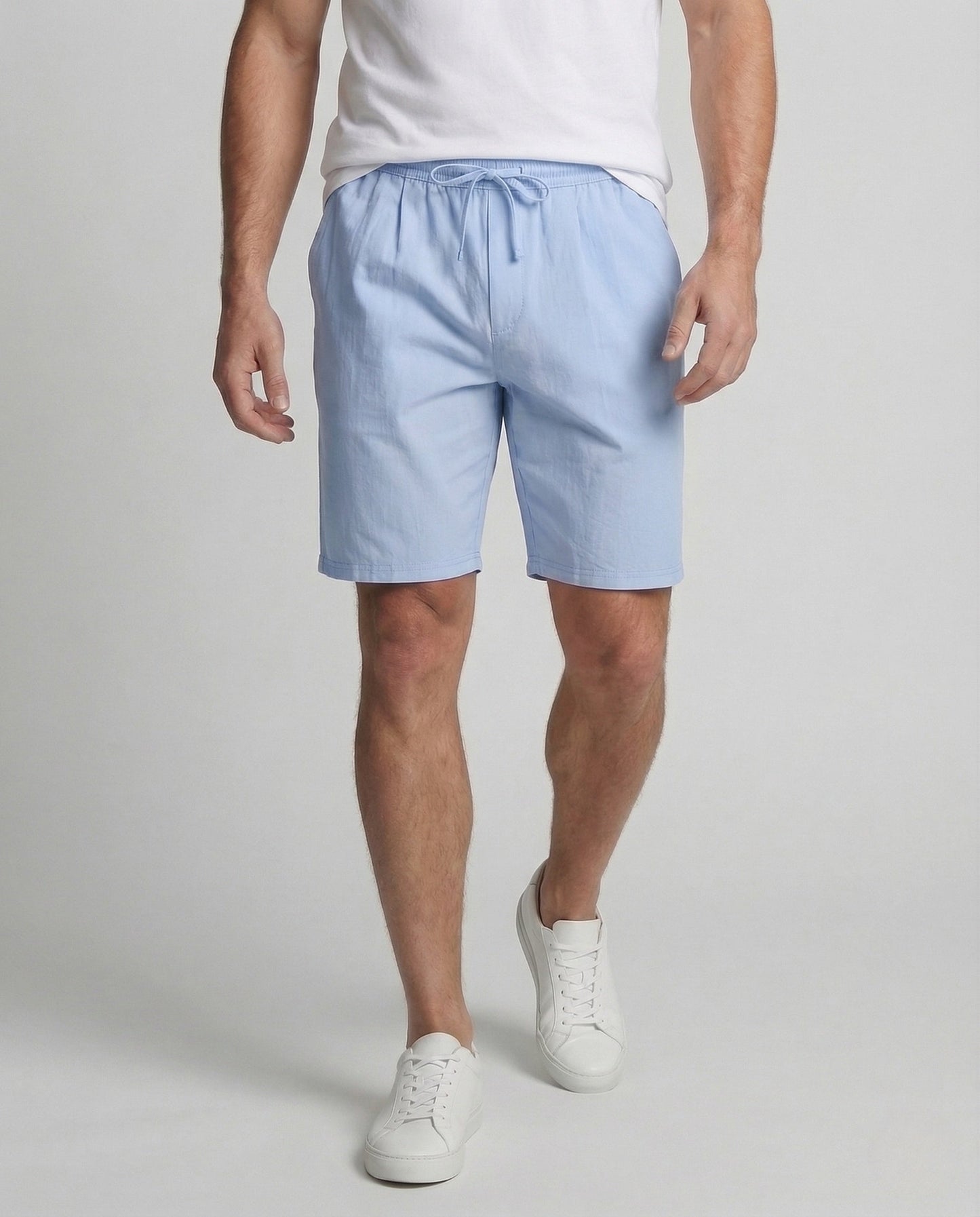 Herren Bermuda Leinen Elastischer Bund Beige - Eveloria