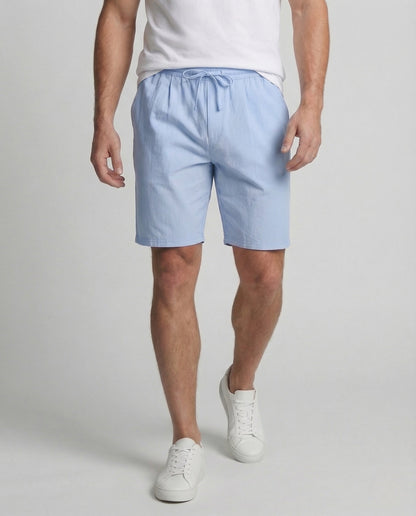 Herren Bermuda Leinen Elastischer Bund Beige - Eveloria