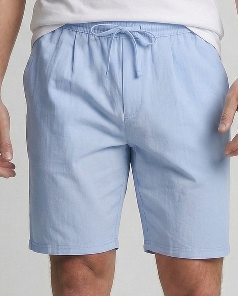 Herren Bermuda Leinen Elastischer Bund Beige