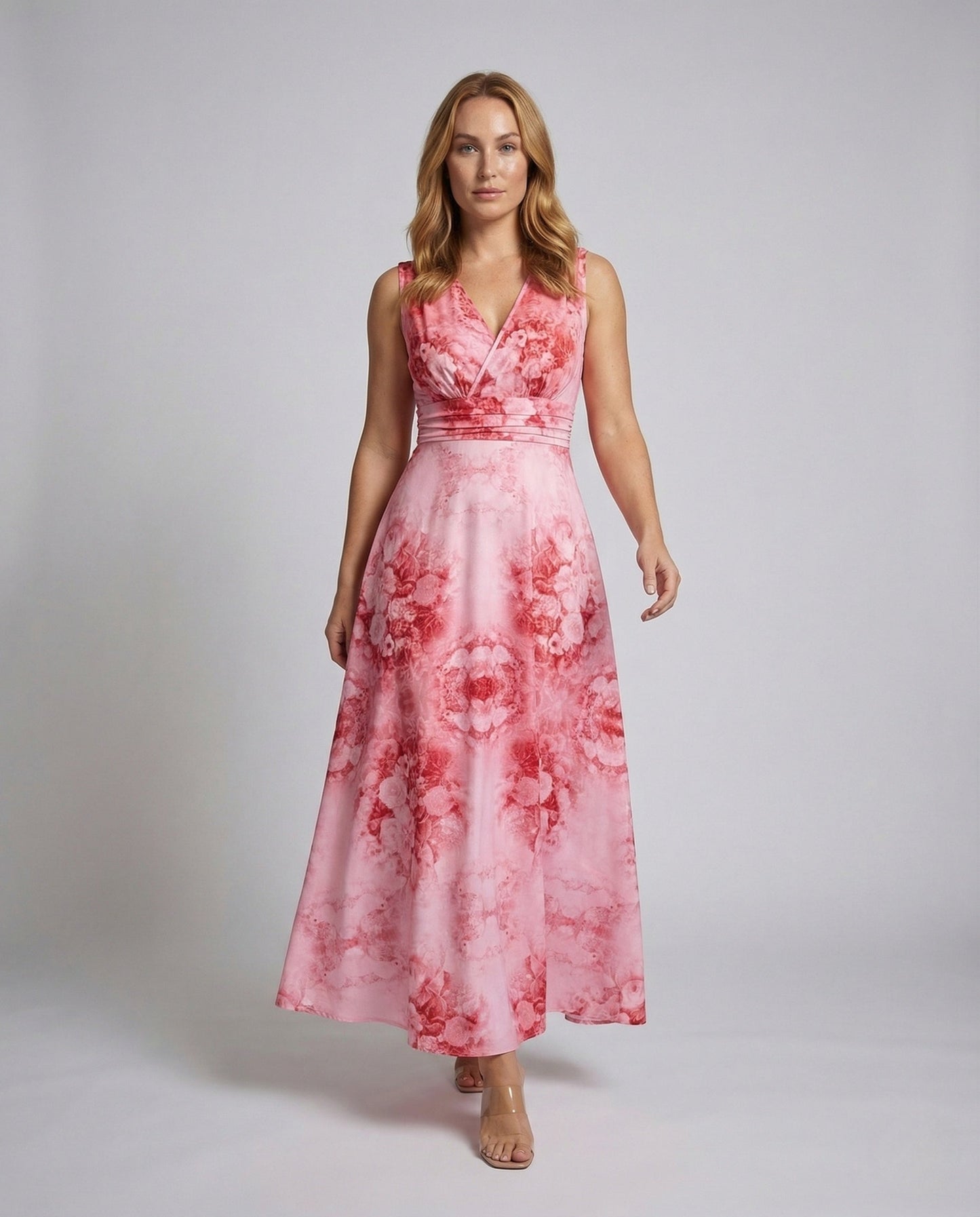 Damen Maxikleid A-Linie Floral Wickel Detail - Eveloria