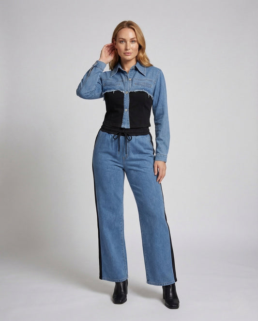 Damen Jeans-Set mit Jacke und Jogginghose - Eveloria