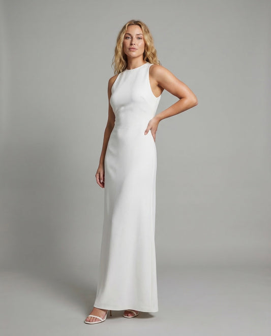 Damen Abendkleid Ärmellos Rundhals Säule - Eveloria