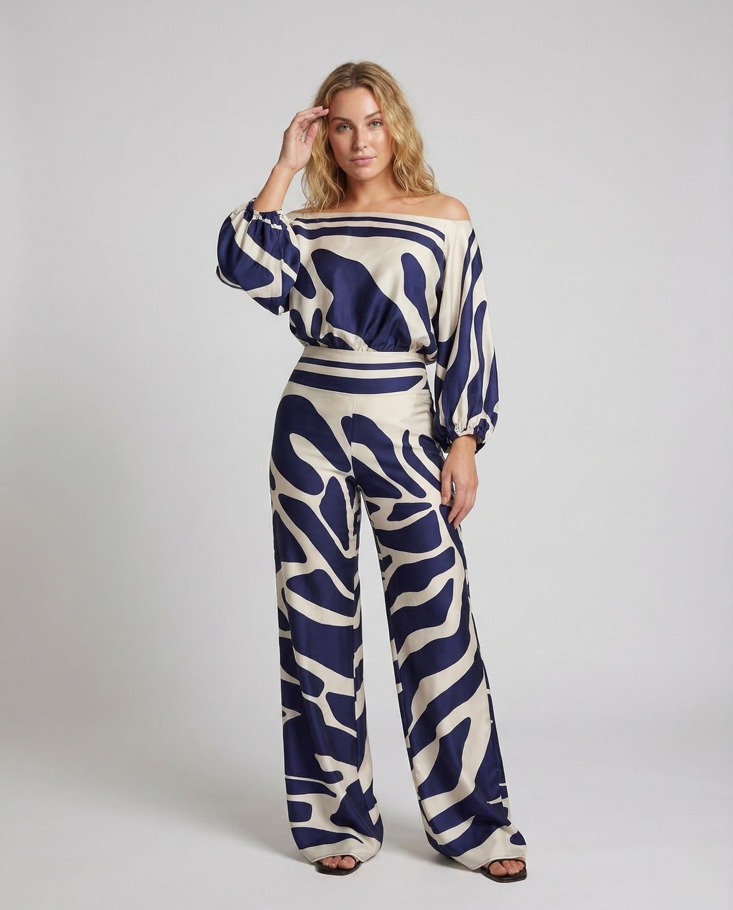 Damen Jumpsuit Schulterfrei Weites Bein - Eveloria