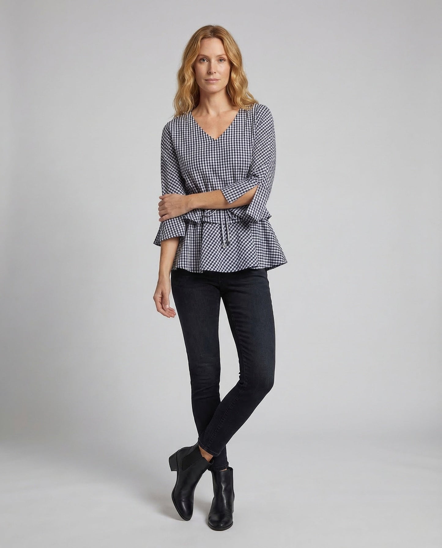 Damen Taillierbluse mit Tunnelzug und Ärmeln - Eveloria