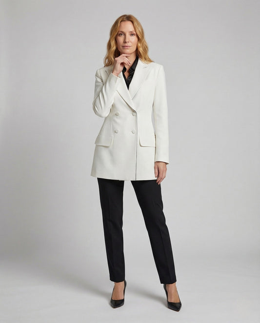 Damen Blazer Doppelknopf Revers Schwarz - Eveloria