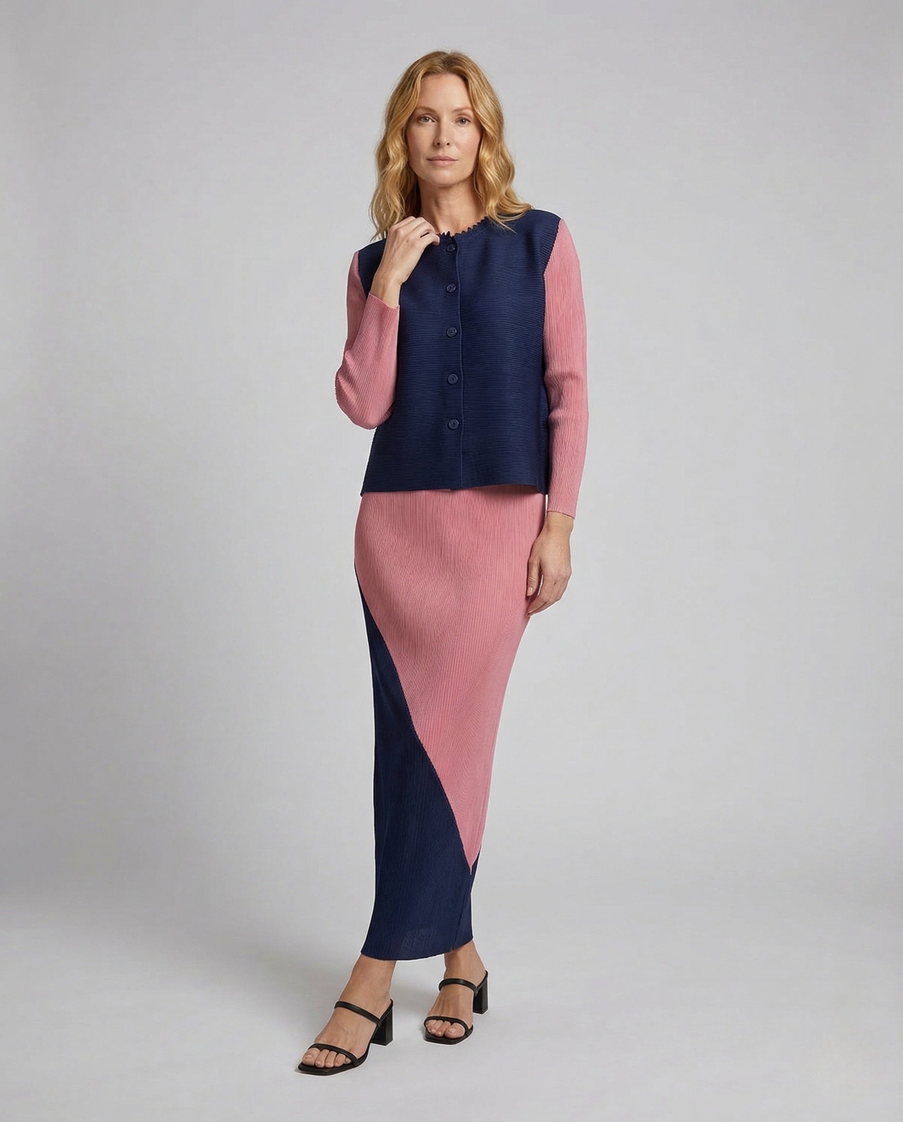 Damen Strickset Weste und Maxirock - Eveloria