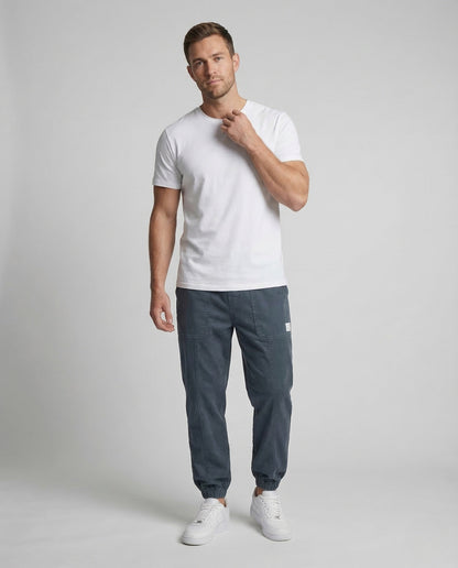 Herren Slim Jogginghose Baumwollmix Cargo Taschen Schwarz - Eveloria